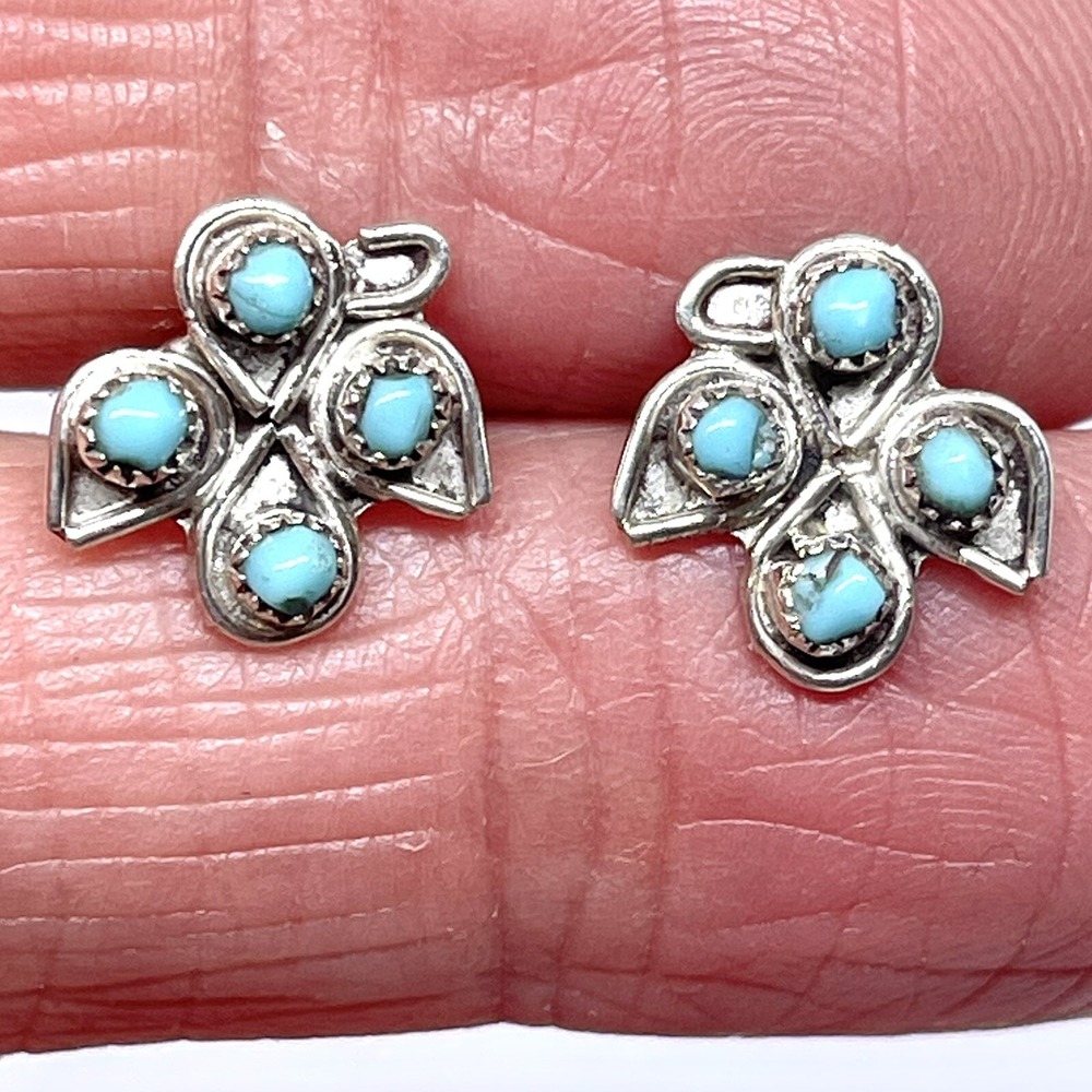 Navajo Thunderbird Earrings Turquoise Sterling 925 Post Stud Native American